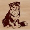 Lovable Aussie Portrait A portrait illustration of a sitting Australian Shepherd dog.