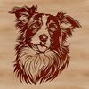 Turned-Head Aussie Dog Clip Art SVG An illustration of a friendly Australian Shepherd dog with its head turned slightly to the side.