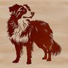 Free Standing Dog Vector Art A detailed illustration of a standing Australian Shepherd dog breed in vector format.