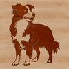 Calm Aussie Dog Illustration An illustration of a standing Australian Shepherd dog with a calm expression.