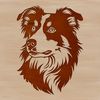 Beautiful Blue Merle Dog Portrait A detailed illustration of a Australian Shepherd dog's head with high-contrast lines and flat colors.