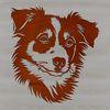 Cute Aussie Dog Face Vector An accurate vector representation of a typical Australian Shepherd's face, suitable for use in design projects.