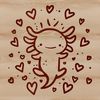 Whimsical Salamander Design with Hearts A detailed SVG illustration of a Mexican salamander with multiple love hearts surrounding its body.