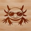 Cute Axolotl in Shades An axolotl salamander sits with its head resting on the surface, wearing trendy sunglasses.