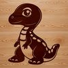 Cute Apatosaurus SVG Graphic A colorful illustration of a baby Apatosaurus, a prehistoric herbivorous dinosaur.