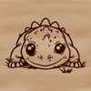 Cute Baby Dinosaur Vector Art Design A cute prehistoric baby dinosaur with a gentle expression, designed as a vector art illustration.