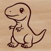 A simple line drawing of a baby dinosaur from the prehistoric era.