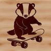 Wild Badger on Wheels Illustration A realistic illustration of a badger with a skateboard, depicted in vector format.