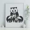 Badger Silhouette Vector Graphic A detailed illustration of a badger, featuring a wild animal from the mustelid family.