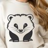 An SVG design featuring a close-up of a badger's distinctive facial features.
