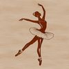 Illustrative depiction of a ballerina in a classical ballet pose.