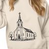 Beautiful Steepled Church Building SVG A detailed illustration of a traditional Baptist church building with a steepled roof and large front entrance.