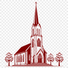 Beautiful Church Silhouette Illustration A detailed illustration of a traditional Baptist church building with a steeple and congregation.