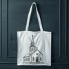 Vector Art of a Classic Church Building A detailed illustration of a Baptist church building with a simple design, suitable for graphic designs and digital projects.