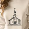 Stylized Baptist House of Worship A stylized illustration of a Baptist church building with traditional design elements.