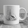 Traditional Baptist Place of Worship Illustration A detailed illustration of a traditional Baptist church building with a distinctive design.