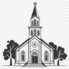 Stylized Baptist Church Architecture Clip Art A stylized illustration of a traditional Baptist church architecture.
