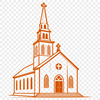 Simple Baptist Building Design A stylized illustration of a Baptist church building with a simple design.