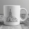 Free Baptist Church Clip Art An SVG graphic representation of a classic Baptist church architecture featuring a symmetrical facade.