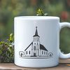Baptist Church Icon A stylized vector illustration of a typical Baptist church building with a steeple and cross.