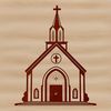 A stylized illustration of a traditional Baptist church building, suitable for religious or spiritual designs.