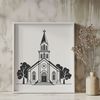 Church Building Vector Illustration A simple illustration of a Baptist church building, suitable for vector design.