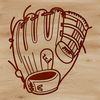 A 2D illustration of a baseball with stitching and texture.