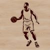 Sporty Basket Ball Icon A male basketball player in mid-action, vector illustration.