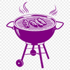 Vibrant Backyard BBQ Setup Illustration A digital illustration of a barbecue setup with a grill and cooking utensils.