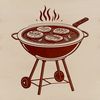 Free Vector Clip Art of a Grilled BBQ Scene A digital illustration of a backyard BBQ grill with utensils and food.