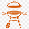 Backyard Grill Setup Illustration A vector illustration of a backyard BBQ setup with grill and cooking utensils.