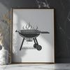 Beautiful BBQ Setup Vector Illustration A detailed vector illustration of a BBQ setup with grill and cooking utensils.