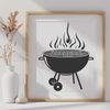 Grillside Delights SVG Image A stylized illustration of a backyard barbecue setup with sizzling food on the grill.