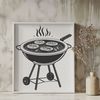 Summer Grill Illustration A detailed illustration of a charcoal grill with sizzling food, perfect for vector graphics design.