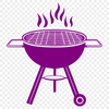 Delicious Grilled Food Illustrated illustration of a BBQ grill with food cooking on the grates.