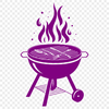 Food Preparation Clip Art A digital illustration of a BBQ grill with utensils and food preparation elements.