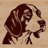 A close-up illustration of a Beagle's head, suitable for use as vector art in various design programs.