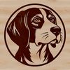 Beagle Dog Silhouette in Vector Format A cartoon illustration of a Beagle dog's head in vector format.