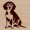 A small breed dog sitting on the floor, illustration style.