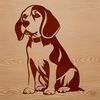 A sitting Beagle with floppy ears, represented in vector art.