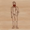 Vector Graphic Man Design A detailed illustration of a male figure with facial hair, designed as a vector graphic for digital use.