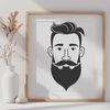 Male Illustration with Beard An illustration of a bearded male figure with facial features and body shape.