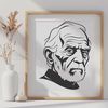 Realistic Male Portrait A detailed illustration of a mature adult male with facial hair.