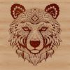 Ornate Wildlife Design Element Detailed illustration of a stylized bear's head with ornate design elements.