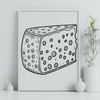 Smooth Edge Cheese Design A digital illustration of a wedge-shaped cheese with smooth edges.