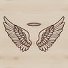 Vector illustration of a pair of angel wings in flight, suitable for various digital design applications.