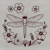 A colorful vector illustration of a dragonfly in flight, featuring delicate floral patterns on its wings.