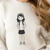 A young girl depicted in a minimalist style, suitable for various uses including commercial projects and personal designs.
