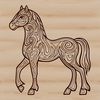 A detailed illustration of a horse with bold lines and shapes, suitable for vector design and cutting machine projects.
