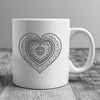 Intricate Mandalas with Love Theme Mandala heart design with intricate patterns and shapes, ideal for vector art projects.